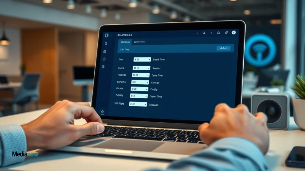 admin panel on a laptop screen displaying the lpb piso wifi 10.0.0.1 pause time login