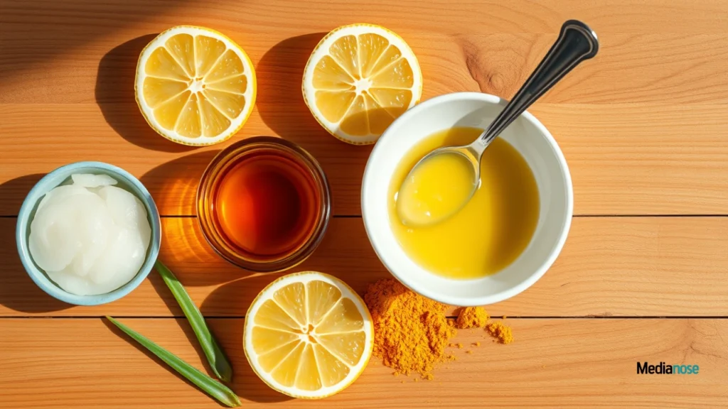 skincare ingredients on a wooden surface wellhealthorganic.com lemon juice