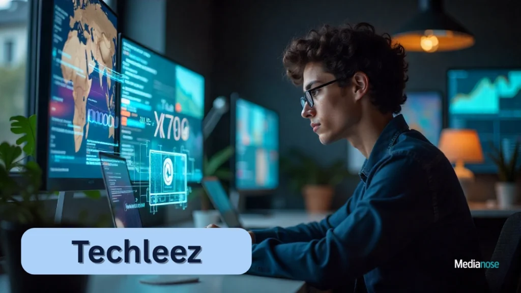 techleez-person-interacting-with-AI-tools-on-a-laptop