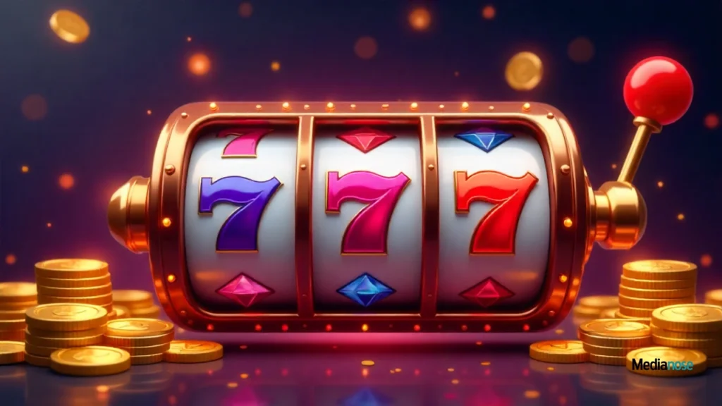 casibom xvoyant.com slot reels spin in the foreground with symbols like diamonds, sevens