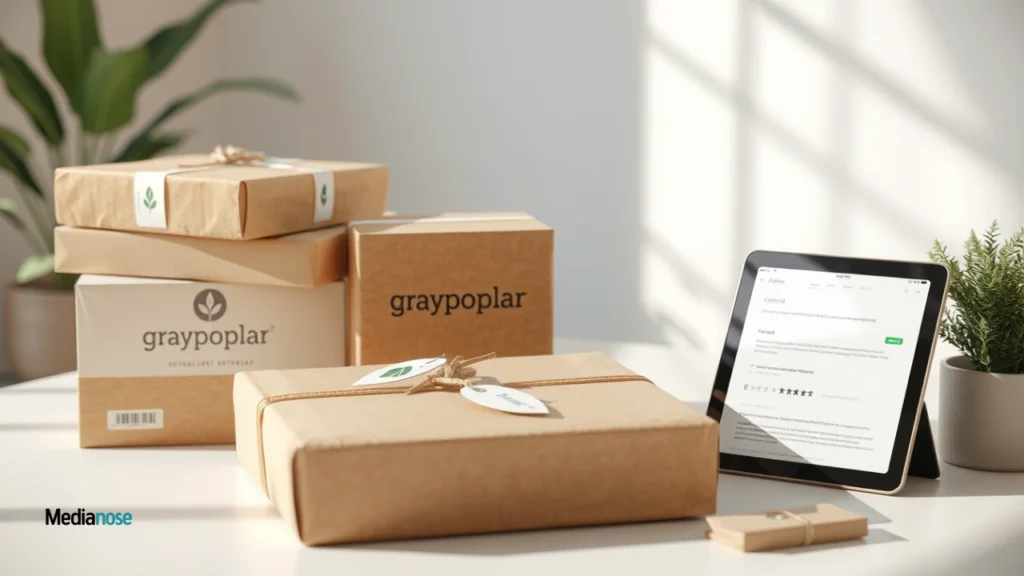dropshipping graypoplar eco-conscious packaging with a custom logo on recycled material boxes
