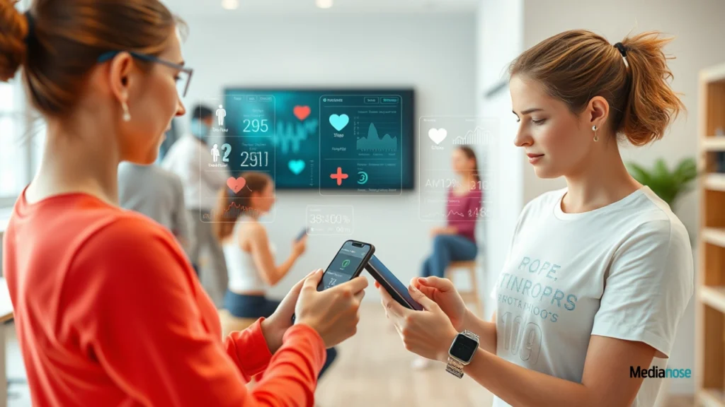 iofbodies .com people using wearable devices, smartphones, or interactive screens to monitor health