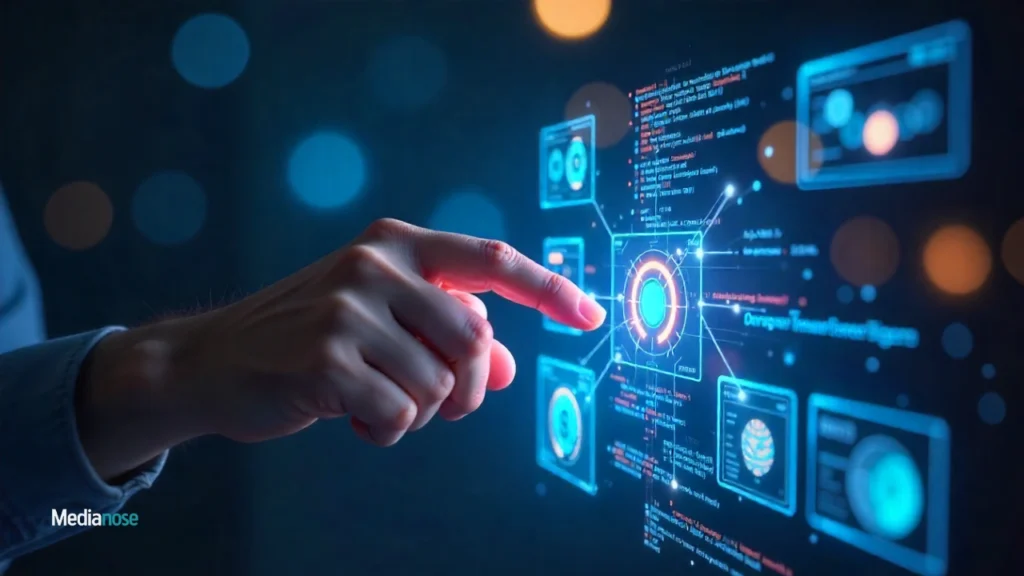 rapelusr developer interacts with responsive holographic interface