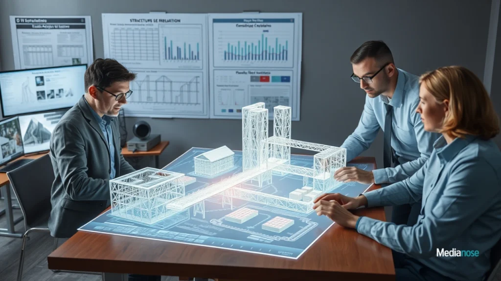 structurespy com professionals collaborating over digital 3D models