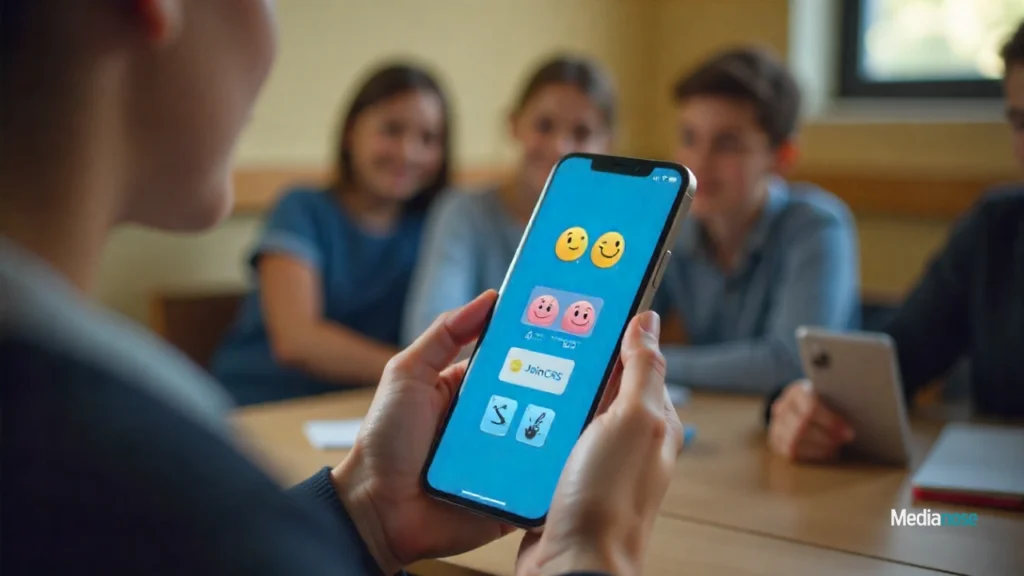 student holding a smartphone with a joincrs-style response screen