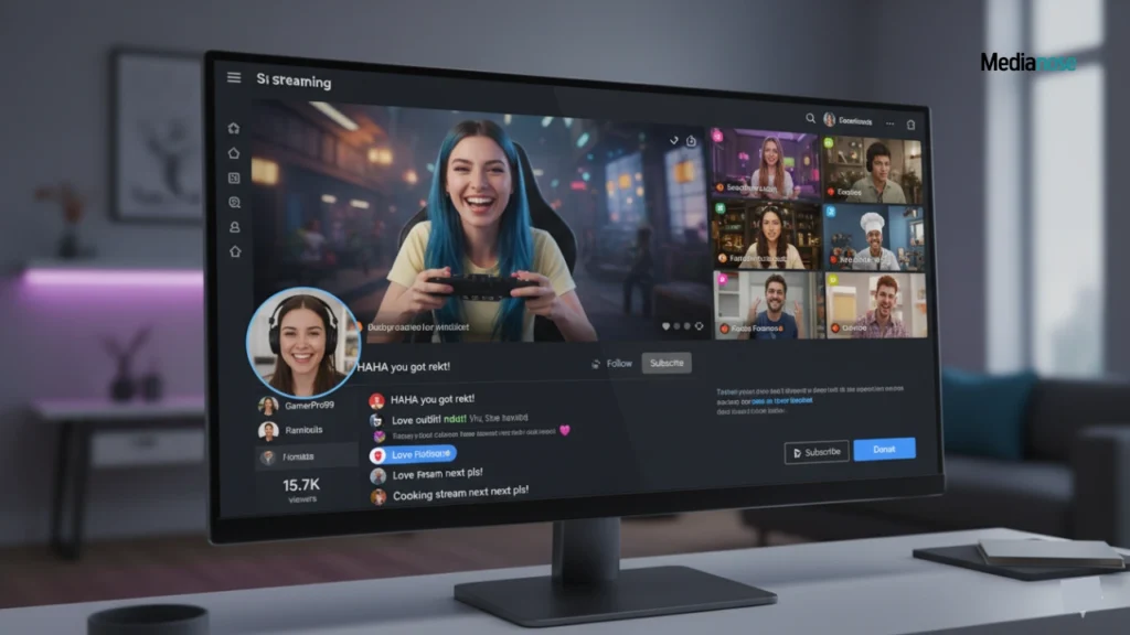 aaiyifan modern streaming platform interface with people interacting in real-time