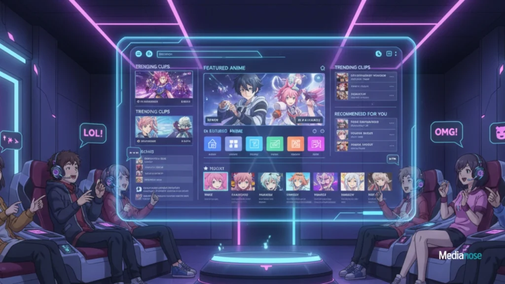 animeidhen anime streaming dashboard displayed on a large floating screen