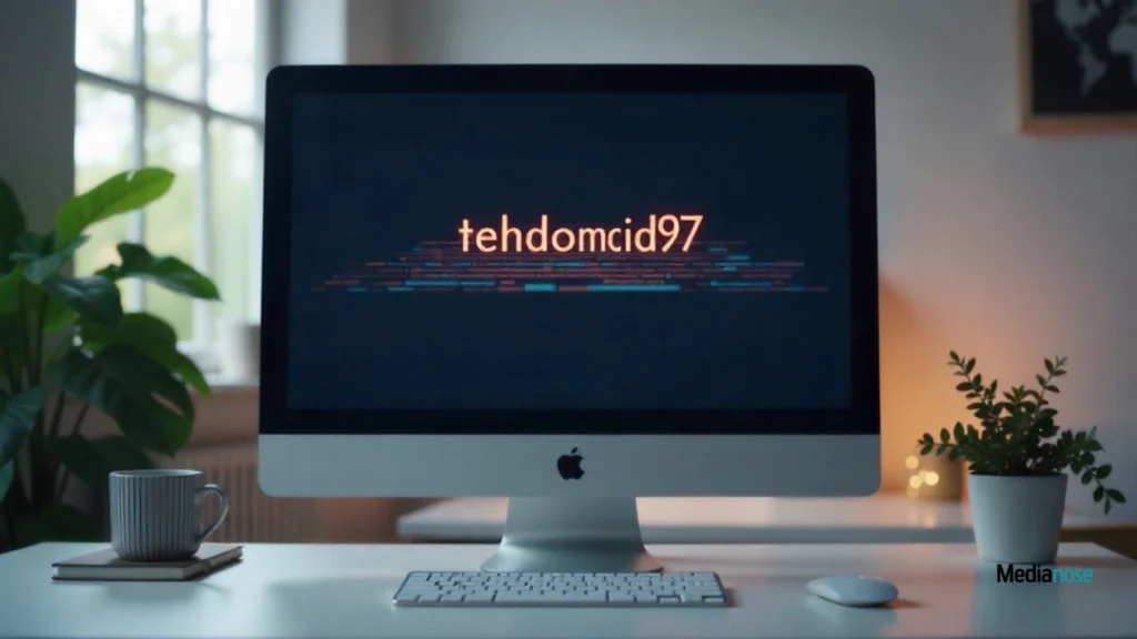 computer screen displaying a mysterious alphanumeric identifier tehidomcid97