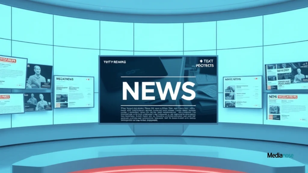 feedbuzzard com digital newsroom filled with floating screens showing breaking headlines