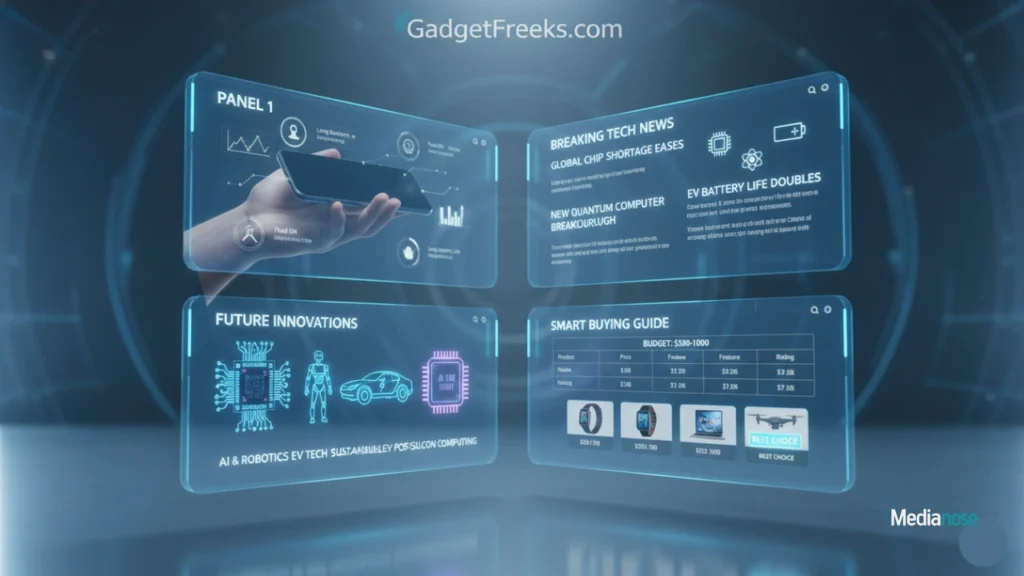 gadgetfreeks.com digital dashboard displaying gadget reviews