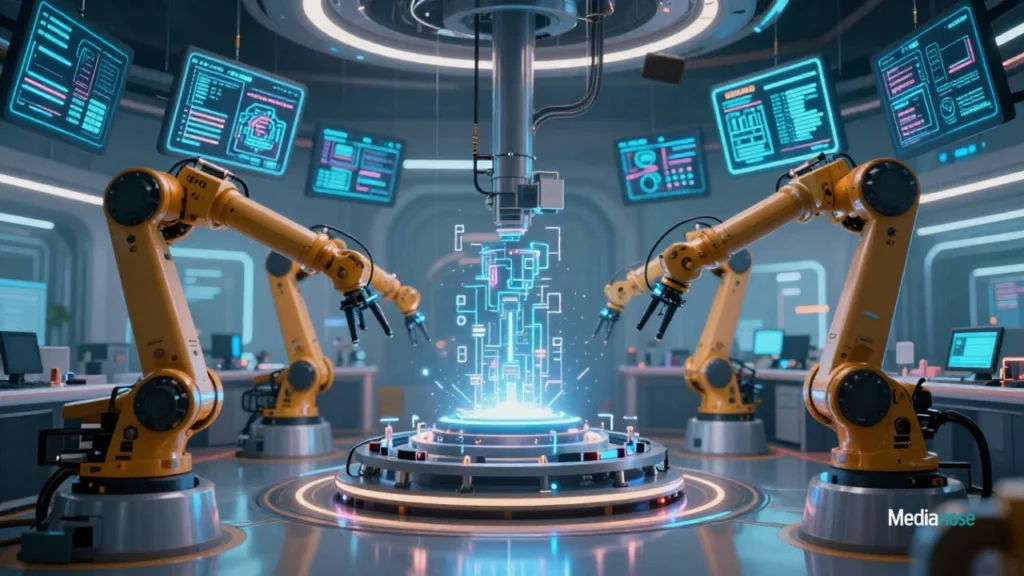 iasweshoz1 futuristic automation center filled with robotic arms