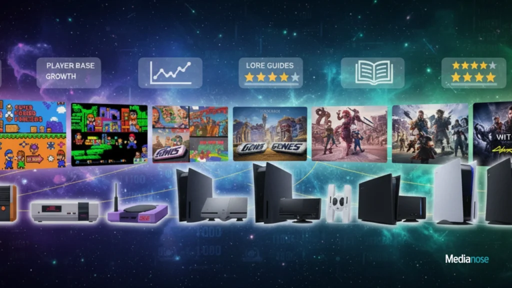 techview thegamearchives collage of iconic gaming eras, displaying pixel art classics